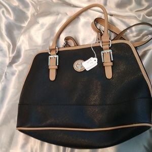 Giani Bernini Saffiano Dome Satchel Black/Gold